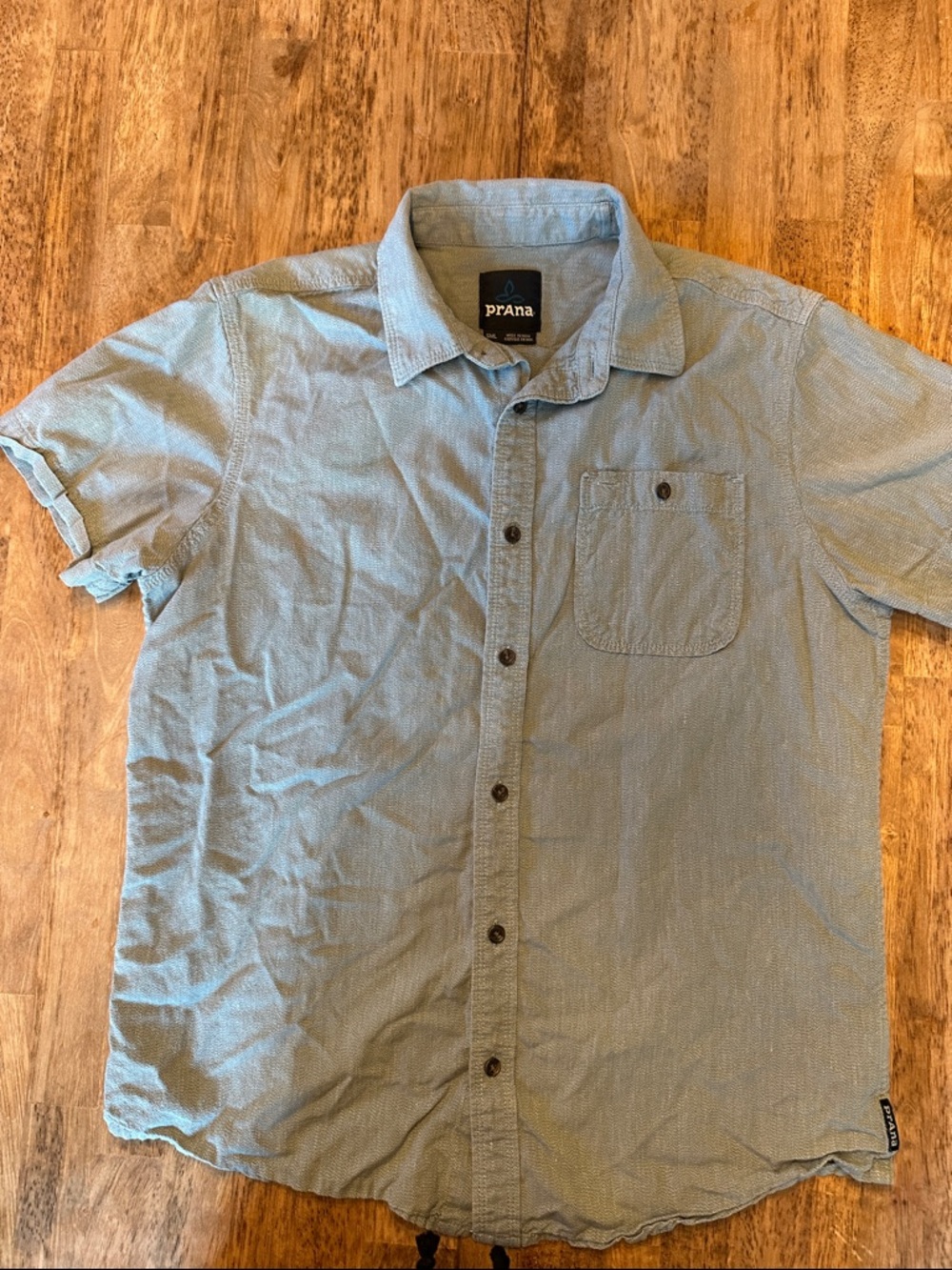 Prana Light Blue Short Sleeve Button-Up Shirt